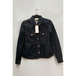 VILA Clothes dark wash denim peplum jacket women’s S NWT